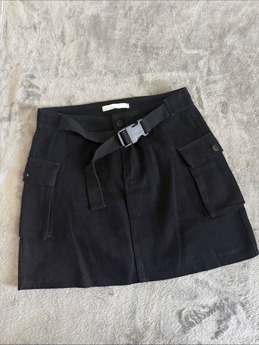 OAK + FORT Black Cargo Mini Skirt